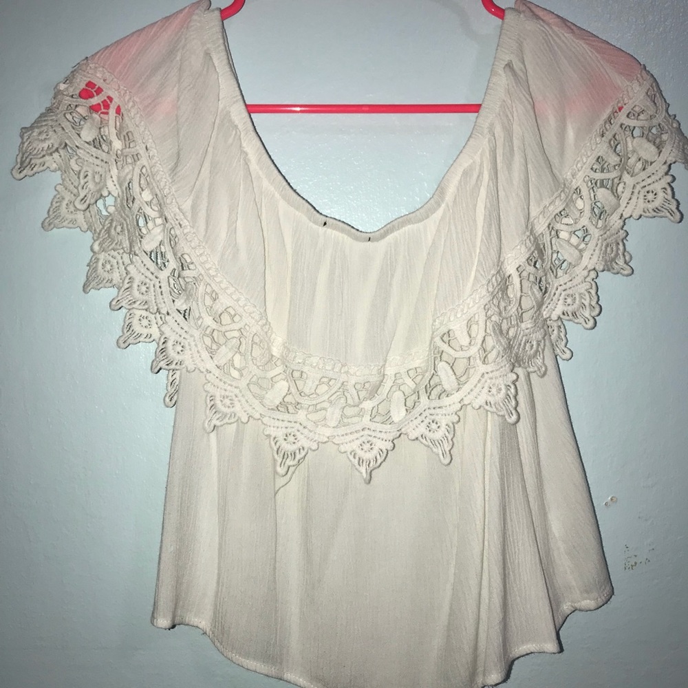 white off the shoulder (kinda) croptop